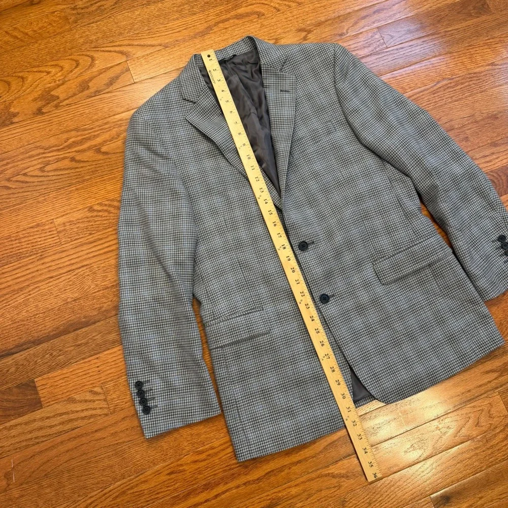 Brooks Brothers Regent Fit Blazer Jacket Mens 40R Gray Blue Houndstooth Check